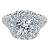 DIAMOND ENGAGEMENT RINGS - 18K White Gold Triple Shank Double Halo Diamond Engagement Ring