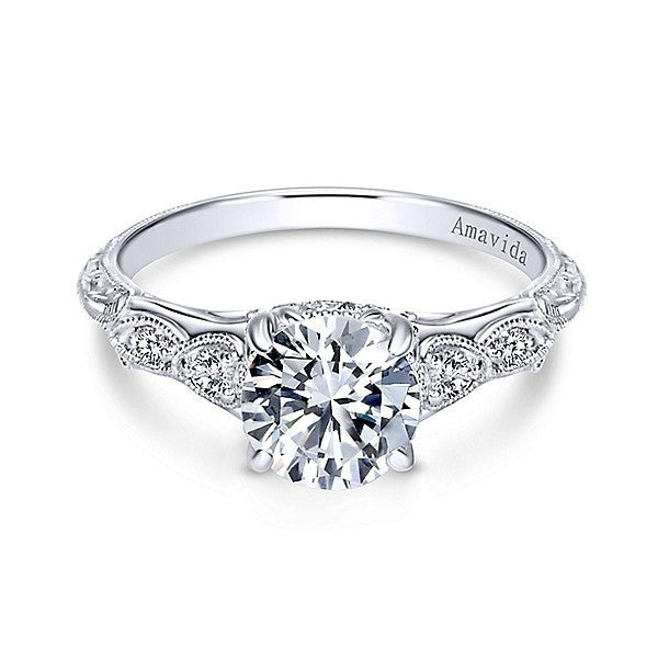 krokodil Vergoeding garen Vintage Inspired Amavida Diamond Ring 18K White Gold 501A