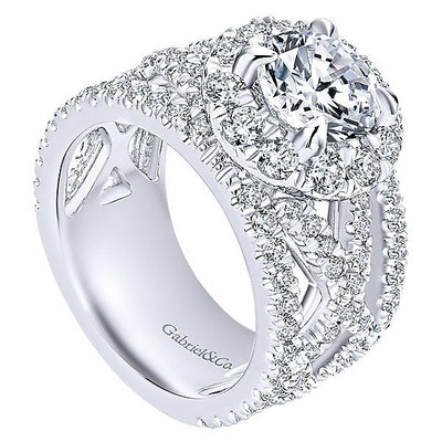 DIAMOND ENGAGEMENT RINGS - 18K White Gold Vintage Trellis Stack Diamond Engagement Ring