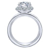 DIAMOND ENGAGEMENT RINGS - 18K White Gold Wide Brushed Channel Set Diamond Engagement Ring