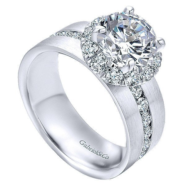 Men's Wide Shank Round Channel Diamond Engagement Ring or Band