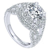 DIAMOND ENGAGEMENT RINGS - 18K White Gold Woven Split Shank Style Halo Diamond Engagement Ring