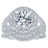 DIAMOND ENGAGEMENT RINGS - 18K White Gold Woven Split Shank Style Halo Diamond Engagement Ring