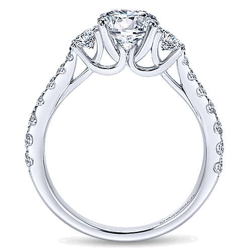 3-Stone Trellis Round DiamondRing .66Cttw 14K White Gold 6A