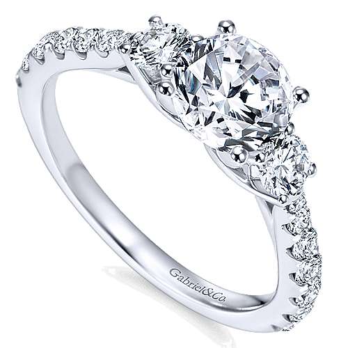 3-Stone Trellis Round DiamondRing .66Cttw 14K White Gold 6A