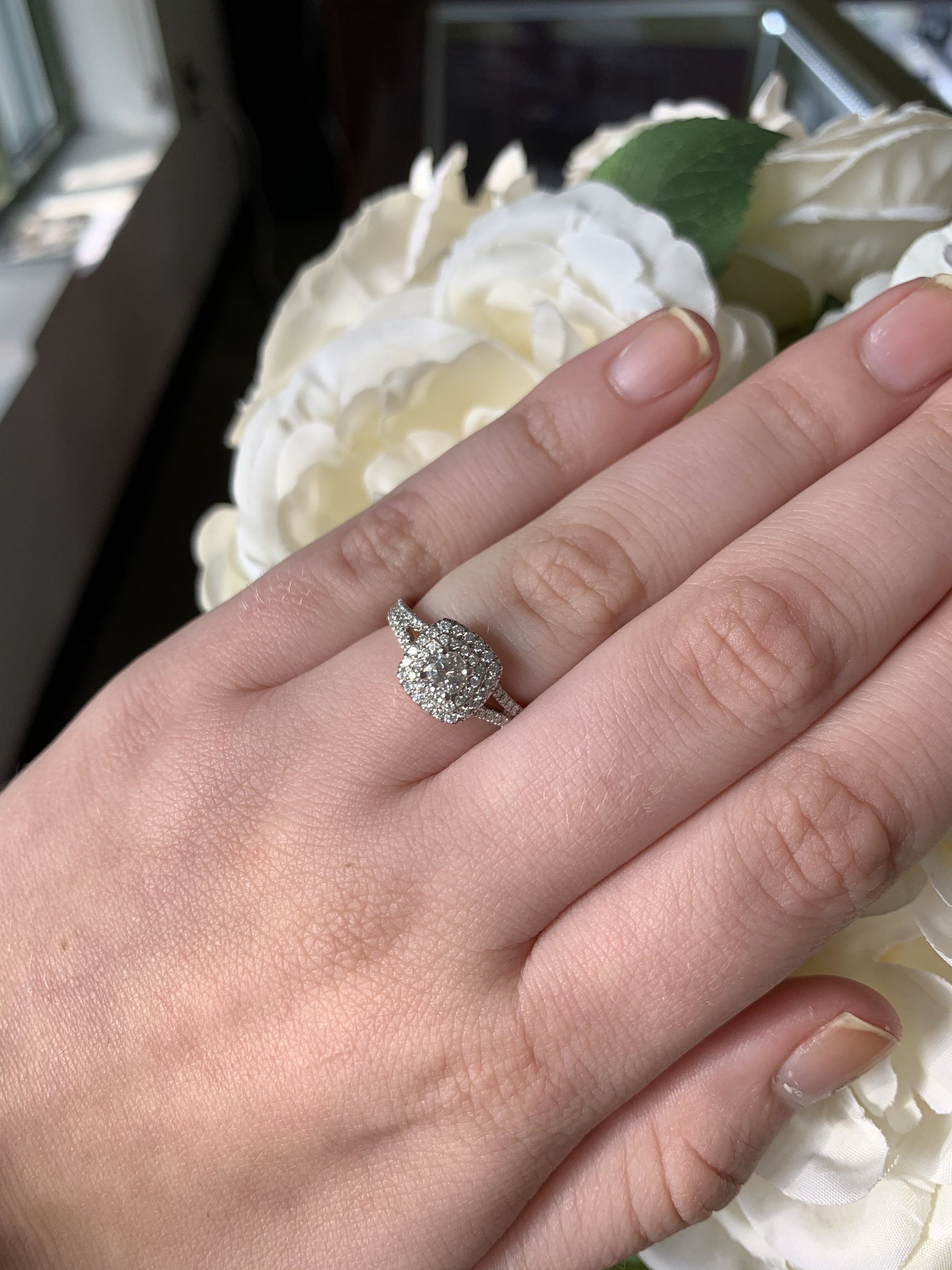 Madchen - Split Shank Pillow Shape Halo Engagement Ring | Luxe Wholesale  Diamonds