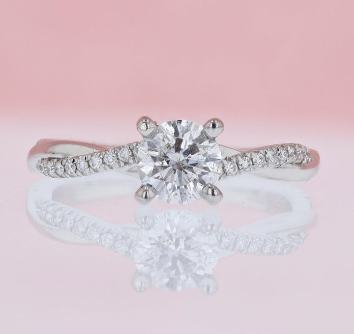 DIAMOND ENGAGEMENT RINGS - Grace - Criss-cross 7/8cttw Round Diamond Engagement Ring