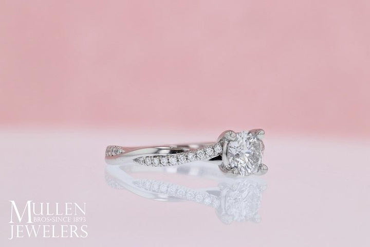 DIAMOND ENGAGEMENT RINGS - Grace - Criss-cross 7/8cttw Round Diamond Engagement Ring