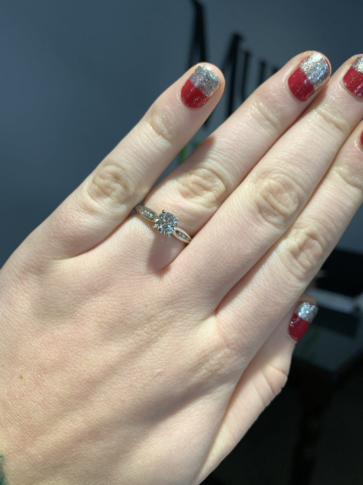 DIAMOND ENGAGEMENT RINGS - Hannah - Petite 7/8cttw Channel Set Round Diamond Engagement Ring