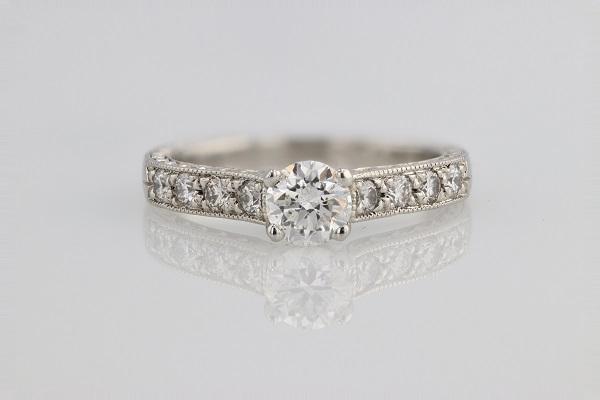 DIAMOND ENGAGEMENT RINGS - Platinum 1.51cttw With .55ct G/SI2 Engagement Ring & Wedding Band With GSI Cert Wedding Set