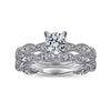 DIAMOND ENGAGEMENT RINGS - Sarah - Vintage Inspired 5/8cttw Round Diamond Engagement Ring With Hand Engraving