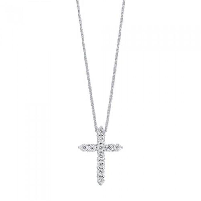 DIAMOND JEWELRY - 10K White Gold 1/10cttw Diamond Cross Necklace