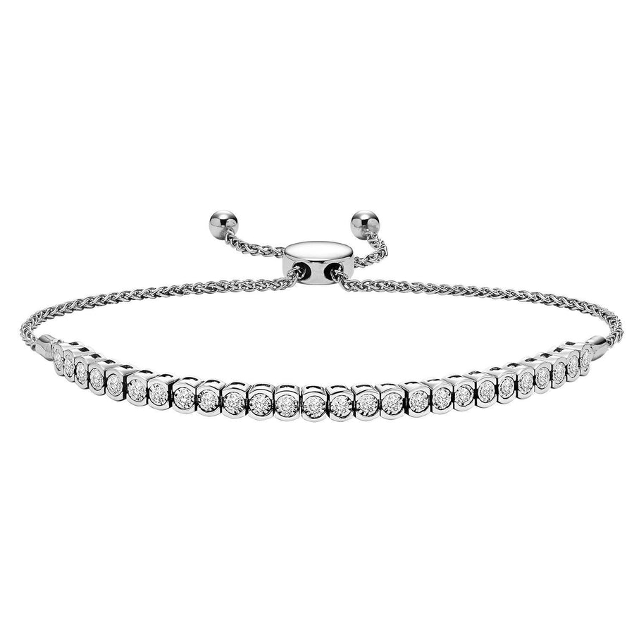 DIAMOND JEWELRY - 10K White Gold 1/2cttw BOLO Diamond Bracelet