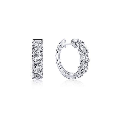 DIAMOND JEWELRY - 10K White Gold 3/8cttw Interlocking Diamond Hoop Earrings