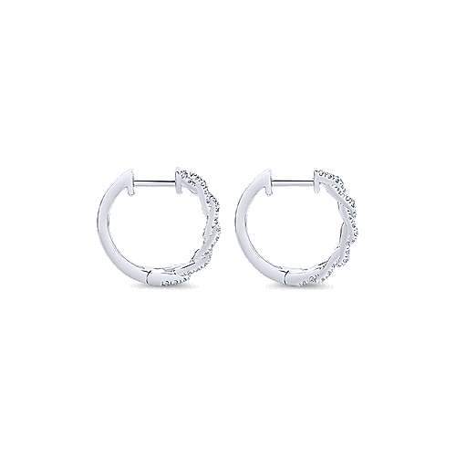 DIAMOND JEWELRY - 10K White Gold 3/8cttw Interlocking Diamond Hoop Earrings