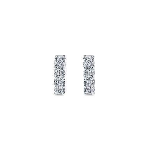 DIAMOND JEWELRY - 10K White Gold 3/8cttw Interlocking Diamond Hoop Earrings