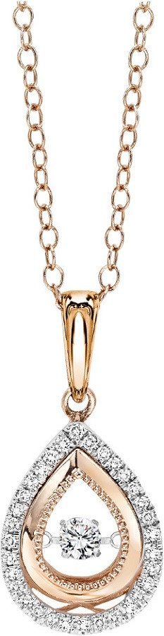 DIAMOND JEWELRY - 14K Rose And White Gold Pear Shaped Diamond Rhythm Of Love Necklace