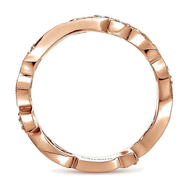 DIAMOND JEWELRY - 14K Rose Gold Floral Diamond Stackable Band
