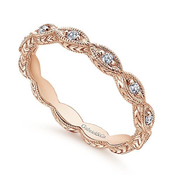 DIAMOND JEWELRY - 14K Rose Gold Marquise Shaped Stackable Diamond Ring