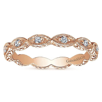 DIAMOND JEWELRY - 14K Rose Gold Marquise Shaped Stackable Diamond Ring