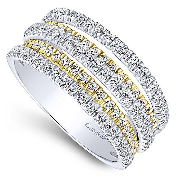 DIAMOND JEWELRY - 14K Two-Tone Gold 1cttw Multi-Row Pave Diamond Ring