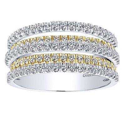 DIAMOND JEWELRY - 14K Two-Tone Gold 1cttw Multi-Row Pave Diamond Ring