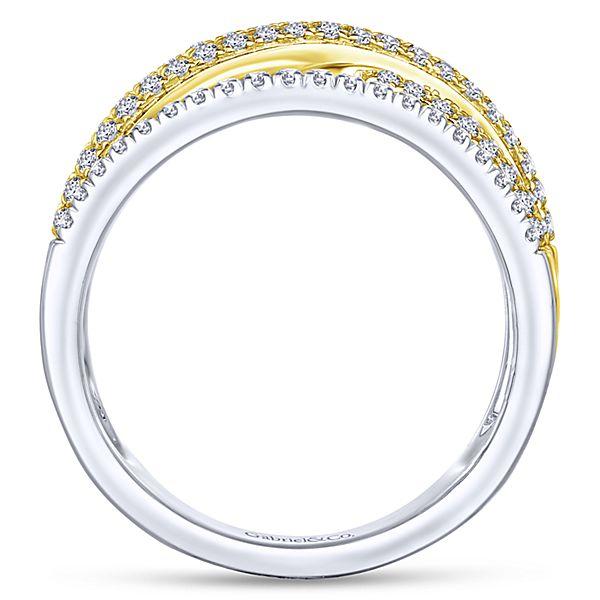2-Tone Multi-Row Crossover Diamond Ring 2/3 Cttw 14K Gold 7.75