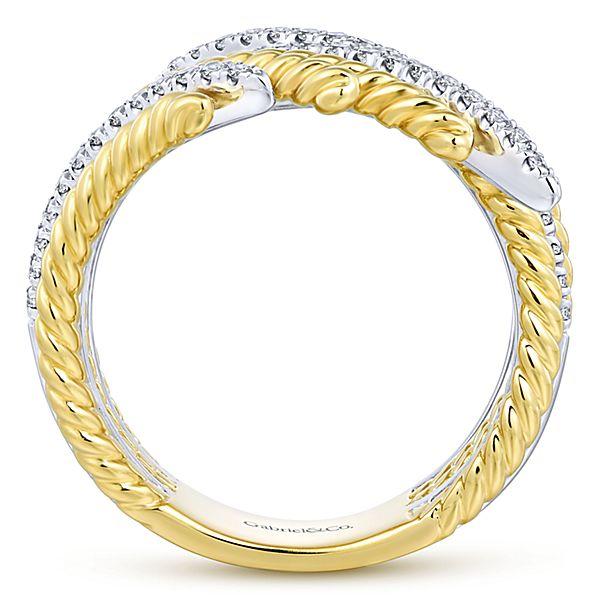 DIAMOND JEWELRY - 14K Two-Tone Gold Freeform Wave Pave Diamond Ring