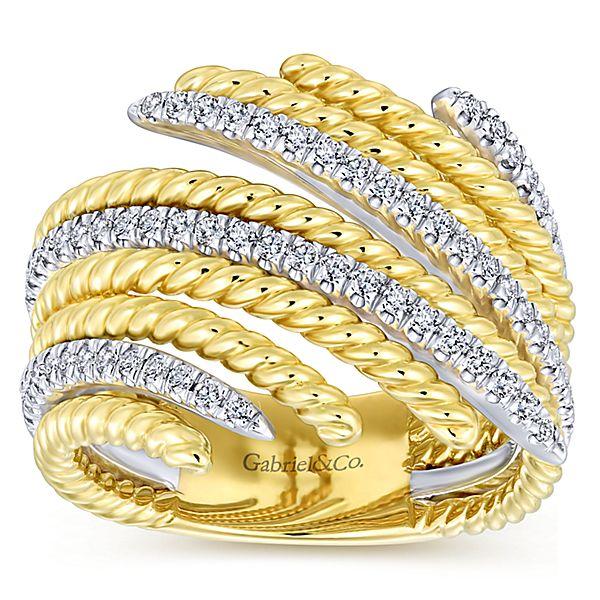 DIAMOND JEWELRY - 14K Two-Tone Gold Freeform Wave Pave Diamond Ring