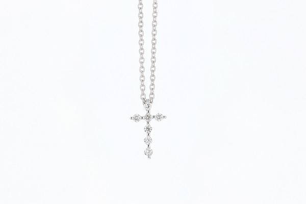 DIAMOND JEWELRY - 14K White Gold .09cttw Diamond Cross Necklace