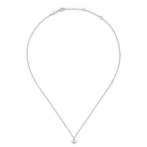 DIAMOND JEWELRY - 14K White Gold 1/10cttw Diamond Anchor Necklace