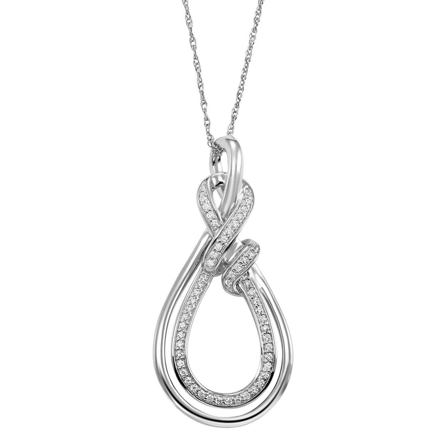 DIAMOND JEWELRY - 14K White Gold 1/10cttw Loves Crossing Diamond Necklace