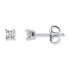 DIAMOND JEWELRY - 14K White Gold 1/2 Carat Princess Cut Diamond Stud Earrings