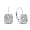 DIAMOND JEWELRY - 14K White Gold 1/2cttw Baguette And Round Diamond Cluster Leverback Earrings