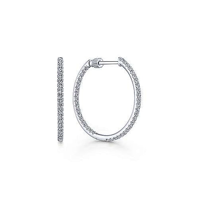 Inside Out Pave Diamond Hoop Earrings .5 Cttw 14K White Gold