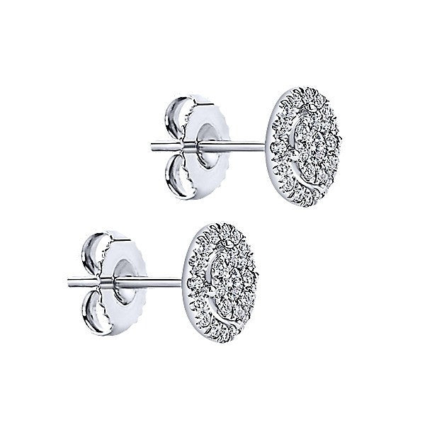 DIAMOND JEWELRY - 14K White Gold 1/2cttw Round Diamond Halo Cluster Stud Earrings