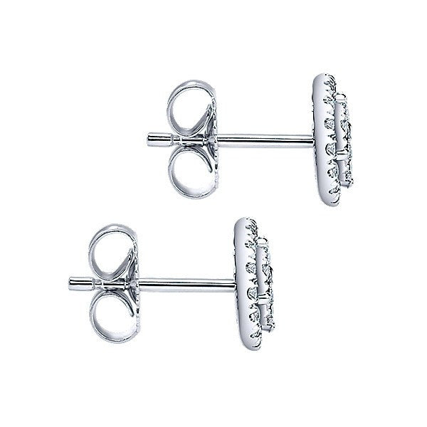 DIAMOND JEWELRY - 14K White Gold 1/2cttw Round Diamond Halo Cluster Stud Earrings