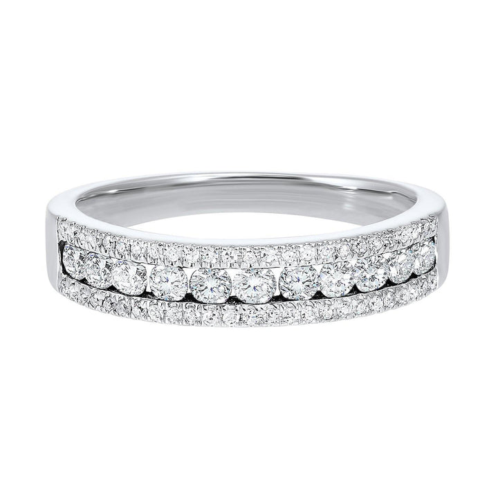 DIAMOND JEWELRY - 14K White Gold 1/2cttw Three Row Diamond Band