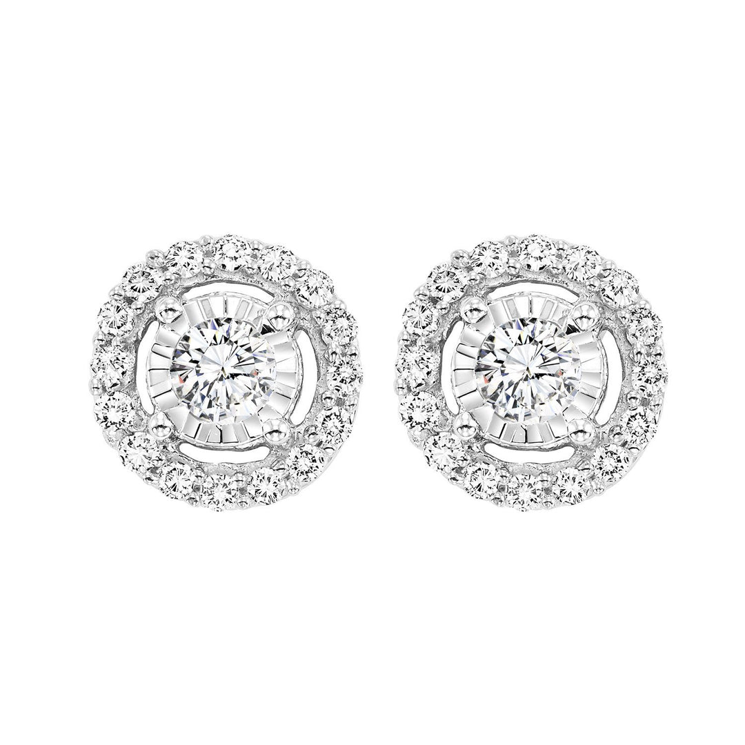 DIAMOND JEWELRY - 14K White Gold 1/2cttw True Reflections Diamond Halo Stud Earrings