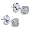 DIAMOND JEWELRY - 14K White Gold 1/4ct Cushion Shaped Halo Cluster Diamond Stud Earrings