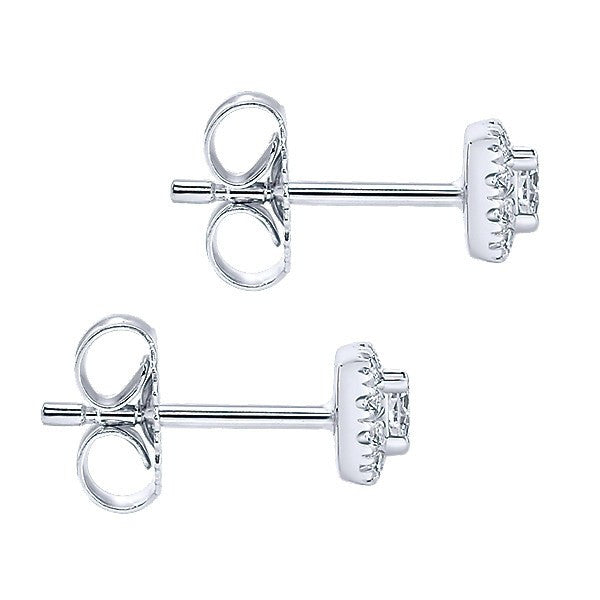 DIAMOND JEWELRY - 14K White Gold 1/4cttw Diamond Cushion Shaped Halo Stud Earrings