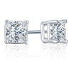 DIAMOND JEWELRY - 14K White Gold 1 Carat Princess Cut Diamond Stud Earrings