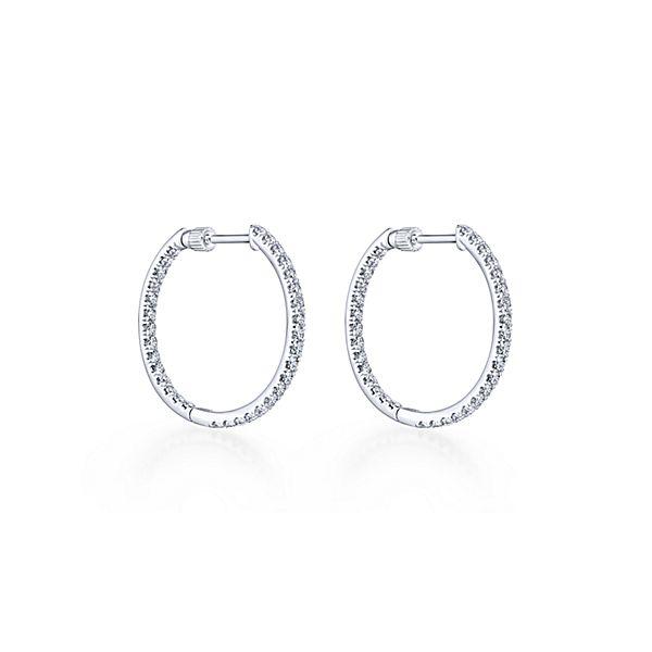 Inside Out Diamond Hoop Earrings 1 Cttw 14K White Gold