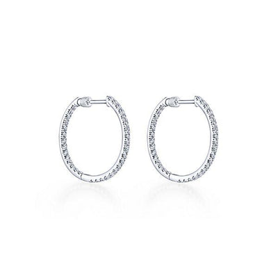 DIAMOND JEWELRY - 14K White Gold 1cttw Inside Out Diamond Hoop Earrings