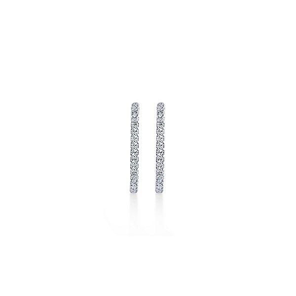 DIAMOND JEWELRY - 14K White Gold 1cttw Inside Out Diamond Hoop Earrings