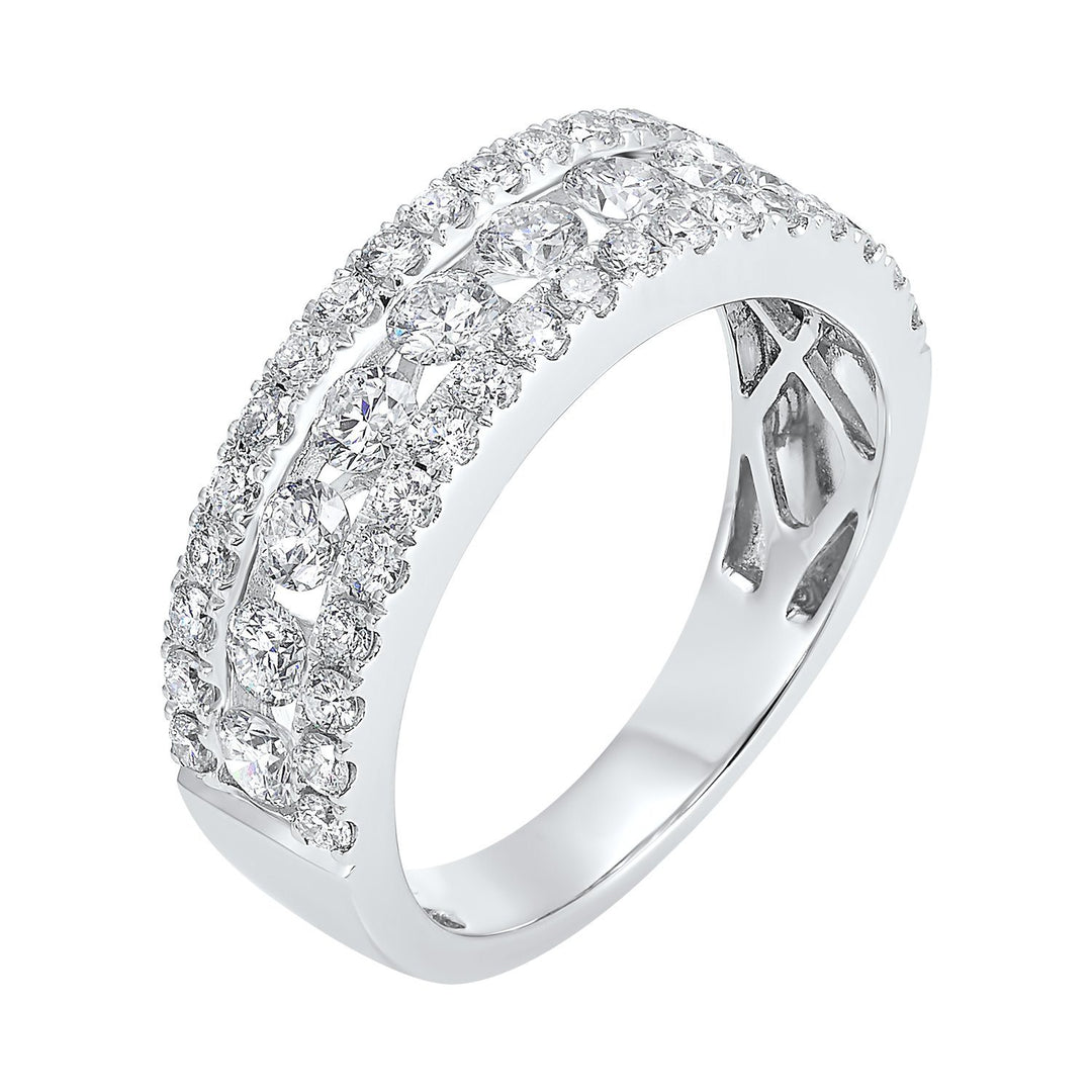 DIAMOND JEWELRY - 14K White Gold 1cttw Three Row Diamond Band