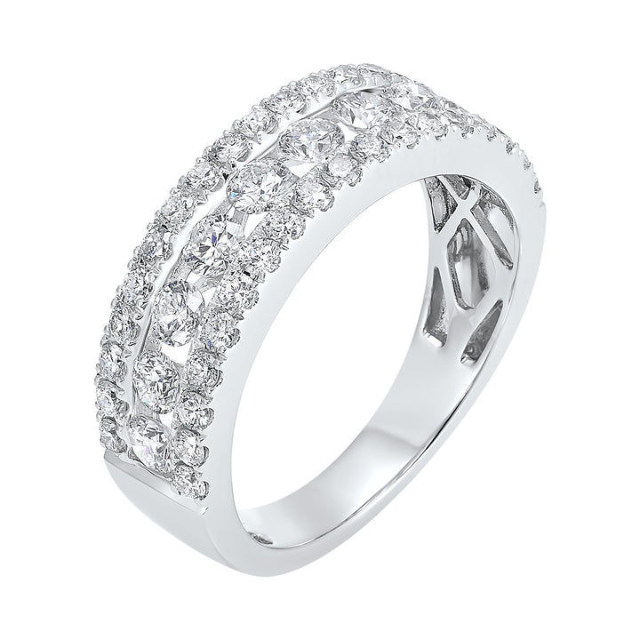 DIAMOND JEWELRY - 14K White Gold 1cttw Three Row Diamond Band