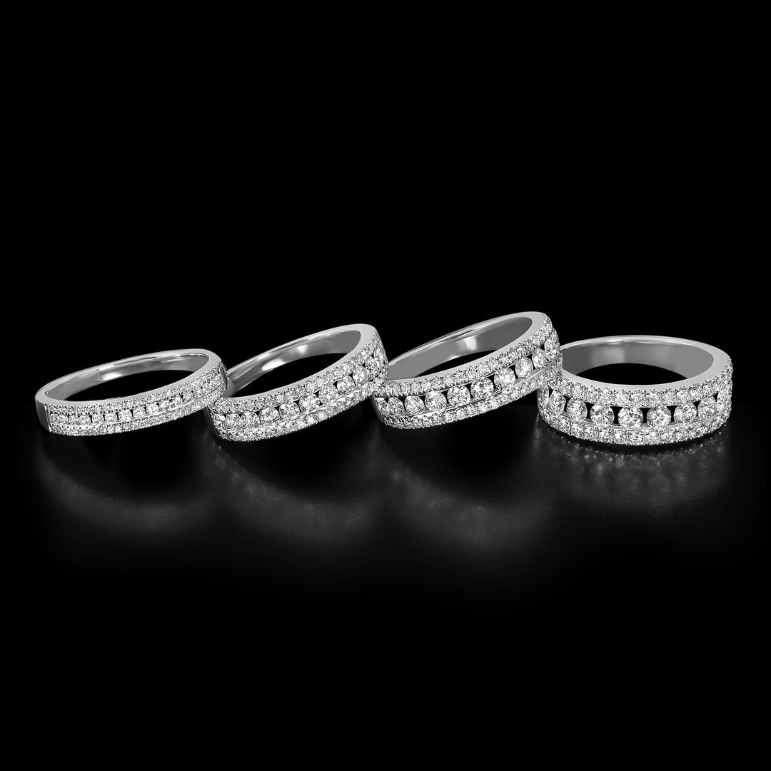 DIAMOND JEWELRY - 14K White Gold 1cttw Three Row Diamond Band