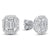 Baguette Halo Diamond Stud Earrings 3/4 Cttw 14K White Gold