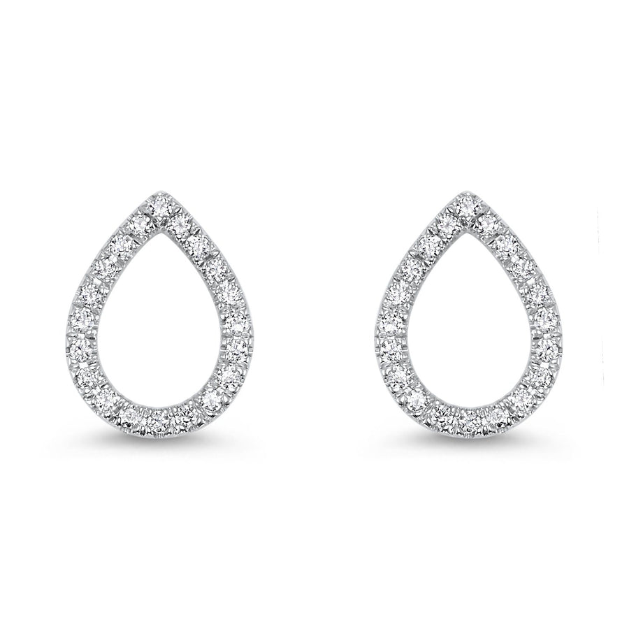DIAMOND JEWELRY - 14K White Gold Dainty Diamond Pear Shaped Stud Earrings